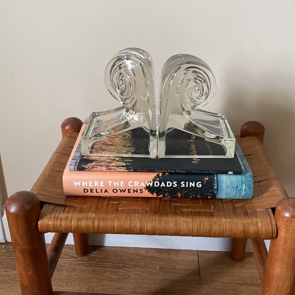 Vintage Art Deco Wave clear glass bookends - Picture 3 of 9